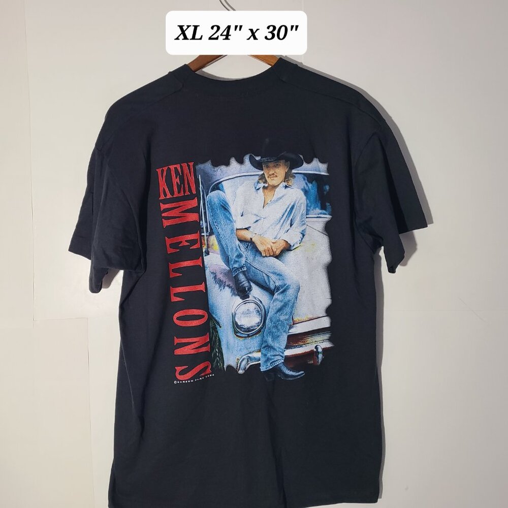 Vintage 1994 Ken Mellons Black 2-Sided XL T-Shirt Single Stitch Made/USA